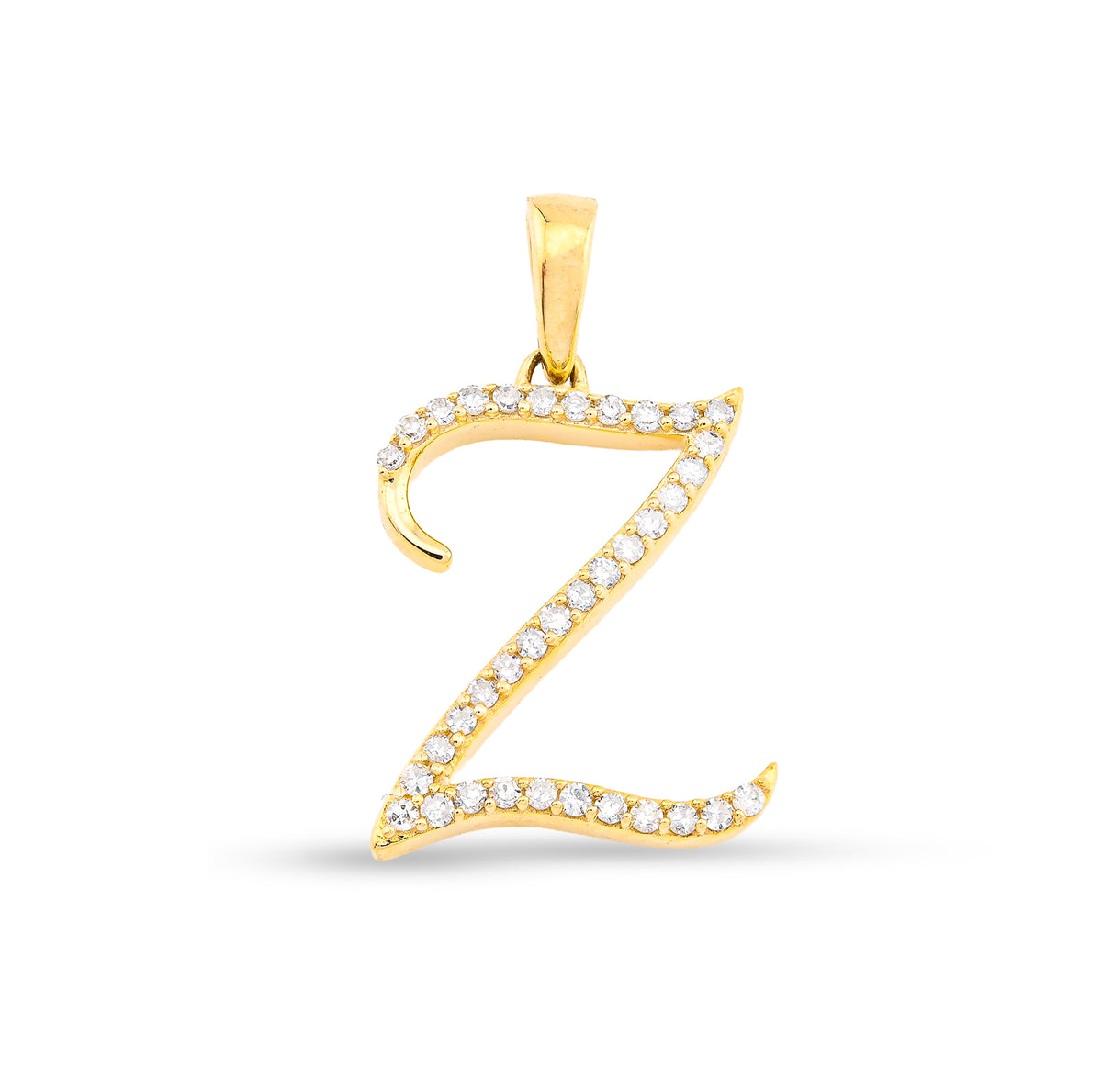 10k Yellow Gold 1g 0.15CTW Natural Diamond Initial "Z" Alphabet Pendant Charm