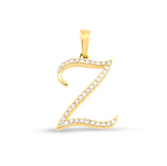 10k Yellow Gold 1g 0.15CTW Natural Diamond Initial "Z" Alphabet Pendant Charm
