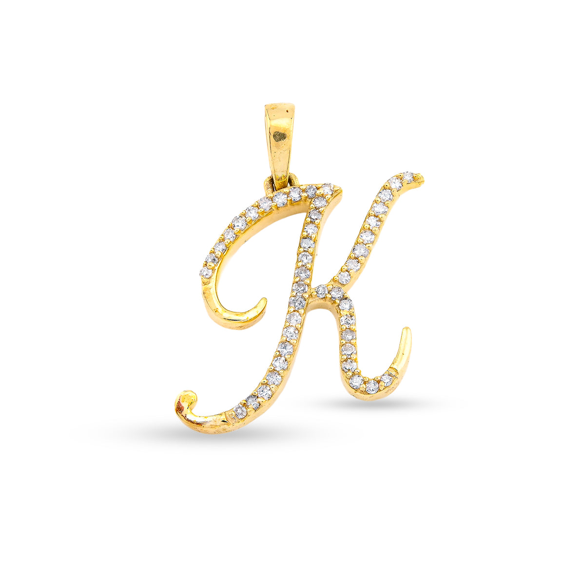 10k Yellow Gold 1.5g 0.16CTW Natural Diamond Initial "K" Letter Pendant Charm