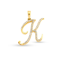 10k Yellow Gold 1.5g 0.16CTW Natural Diamond Initial "K" Letter Pendant Charm