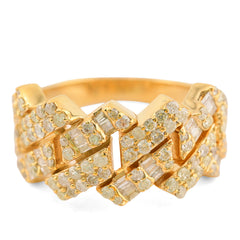 10k Yellow Gold 2.5 CTW Natural Diamond Cuban Link Mens Wedding Ring 9.9gms Band