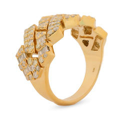 10k Yellow Gold 2.5 CTW Natural Diamond Cuban Link Mens Wedding Ring 9.9gms Band