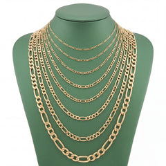 10k Yellow Gold Hollow Figaro Chain 2MM to 10.6MM Necklaces All Lengths Available 14" to 30"