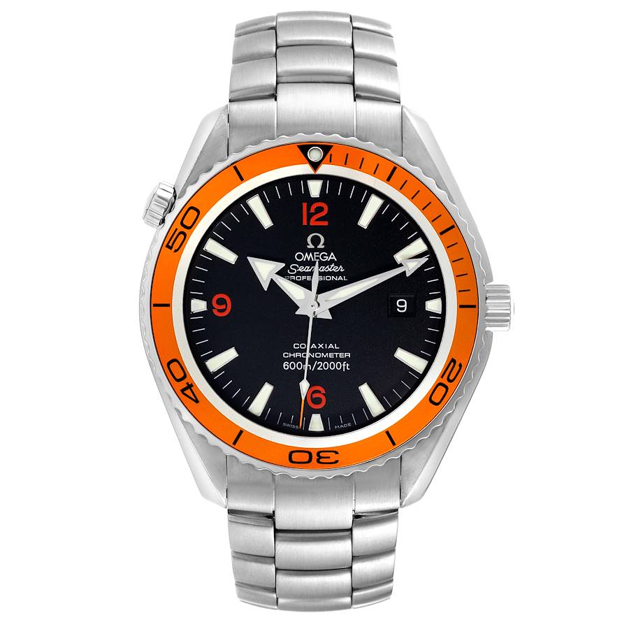 Omega Seamaster Planet Ocean 45mm Black Dial Orange Bezel Stainless Steel Watch 2208.50.00