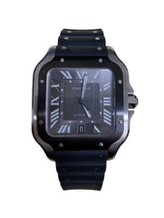 Cartier Santos 40mm Rubber Band Satin brushed grey Dial Watch Steel Watch 4072