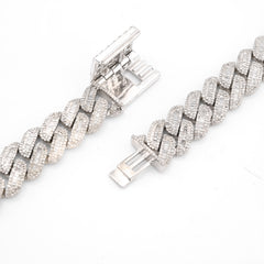925 13MM 20.26CTW Natural Diamond Cuban Link Necklace 22" Mens Chain 113.6gm