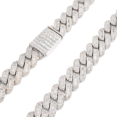 925 13MM 20.26CTW Natural Diamond Cuban Link Necklace 22" Mens Chain 113.6gm