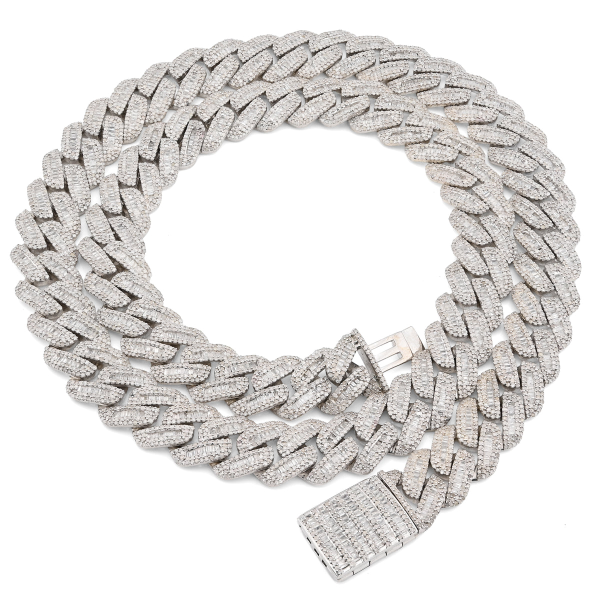 925 13MM 20.26CTW Natural Diamond Cuban Link Necklace 22" Mens Chain 113.6gm