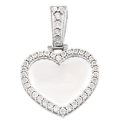 Womens 925 Silver 5.1g 0.3CTW Natural Diamond Heart Shaped Picture Pendant Charm