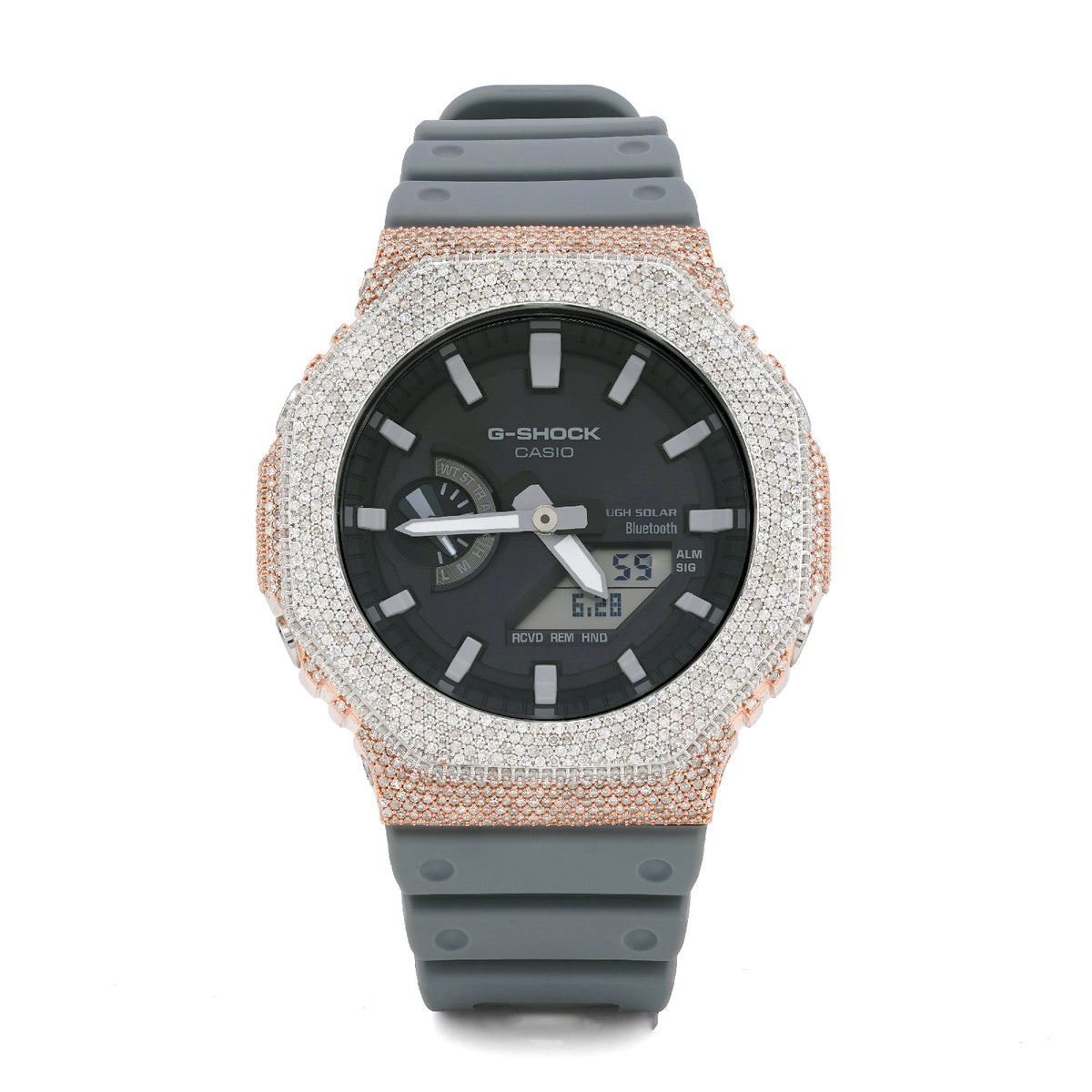 Mens Casio G-Shock GA2100 5CTW Natural Diamond Grey Strap Rose Bezel Watch