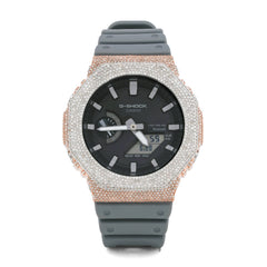 Mens Casio G-Shock GA2100 5CTW Natural Diamond Grey Strap Rose Bezel Watch