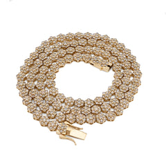 6MM 10k Yellow Gold 16.89CTW Diamond 41.6g Flower Setting Tennis Chain 22 Inches