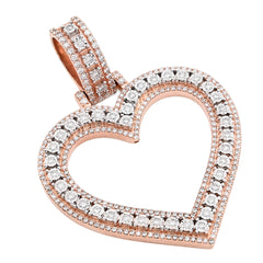 10k Rose Gold 1.5CTW Natural Diamond Heart Shaped Pendant For Womens 19.8g Charm