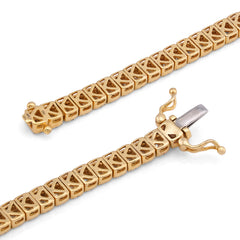 4MM 10k Yellow Gold Round/Baguette 4.72CTW Natural Diamond Tennis Chain 18" Necklace 23.7g