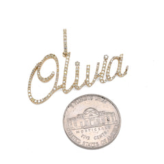 Fine 10k Yellow Gold 1CTW Natural Diamond Name "Olivia" Letter Pendant 3g Charm