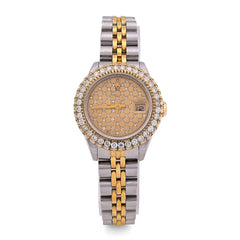 Rolex 26MM Dateiust Champagne Dial Diamond Bezel 1.5CT 2-Tone Jubilee Band Womens Watch