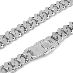 11MM 925 Sterling Silver 16.875CT Baguette Centre Natural Diamond 22" Cuban Link Chain 96.6gm Mens Necklace