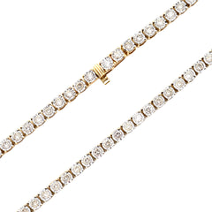 3MM 10k Yellow Gold 9.50CTW Natural Diamond 24gm Illusion Tennis Chain Necklace