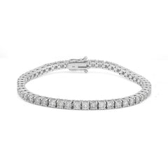 4MM 14k White Gold 9.60CTW Natural Diamond 20 Pointer Men Women Tennis Bracelet 8" 23.2gm