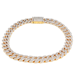10k Yellow Gold 4.6CTW Natural Diamond 8MM Round Cuban Link Mens 8" Bracelet 25.8gms