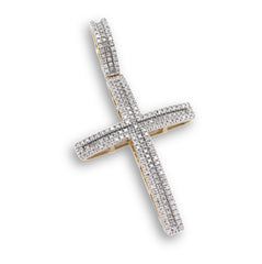 10k Yellow Gold 0.45 CTW Natural Diamond Cross Pendant Religious 4g Charm
