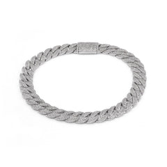 8MM 10k White Gold 4.07CTW Natural Diamond Cuban Mens Bracelet 8" 16.43gm