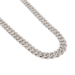 8MM 10k White Gold 13CTW Natural Diamond Cuban Chain Mens 22" Necklace 60gm