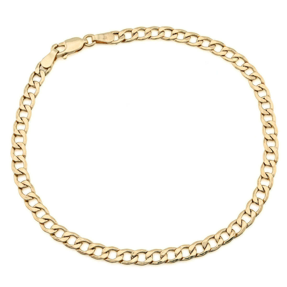 Pure 10k Yellow Gold 4MM 8 Inch 2.3gms Flat Cuban Bracelet For Mens Womens