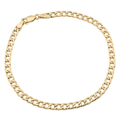 Pure 10k Yellow Gold 4MM 8 Inch 2.3gms Flat Cuban Bracelet For Mens Womens