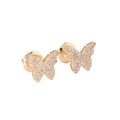 14k Yellow Gold 0.38CTW Natural Diamond Butterfly Studs Womens 1.17g Earring