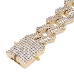 3.5MM 10k Real Yellow Gold 9CTW Moissanite 8.25" Cuban Link Men Women Bracelet 32gms