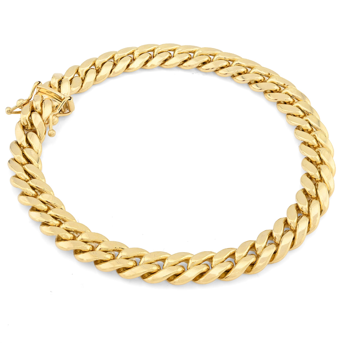 7.5MM Real 10k Yellow Gold Men Solid Cuban Link Bracelet 32.9gms 8 Inches Armlet