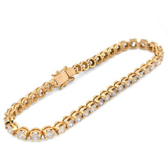 4MM Pure 14k Yellow Gold 10.4gms 6.1CTW Natural Diamond Tennis Bracelet 7 Inches
