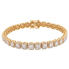 6MM 10k Yellow Gold 18.2g 4.12CTW Natural Round/Baguette Diamond Tennis Bracelet