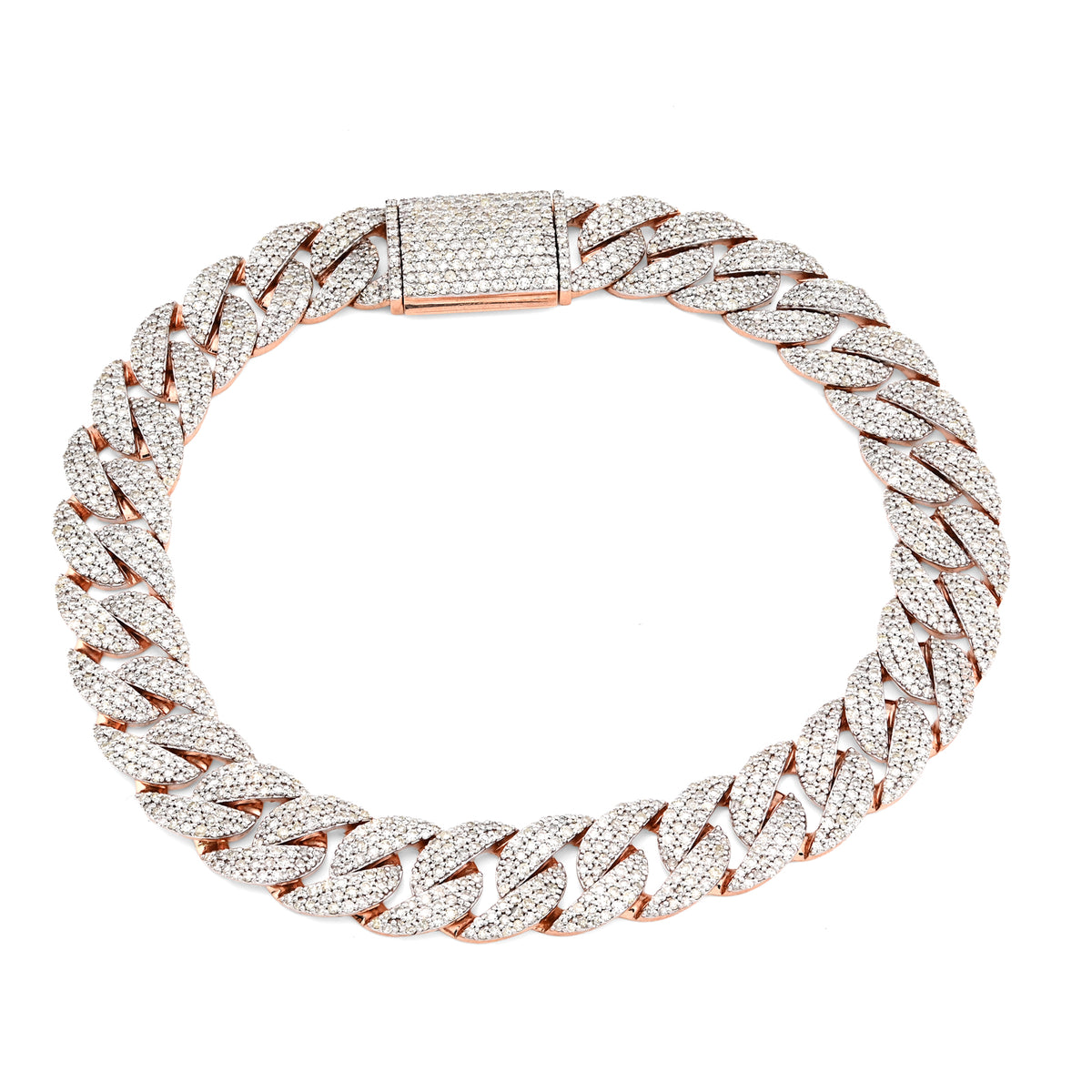 Mens 10MM 10k Rose Gold 26.2g 6.32CTW Natural Diamond Cuban Link Bracelet 8 Inch