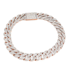 Mens 10MM 10k Rose Gold 26.2g 6.32CTW Natural Diamond Cuban Link Bracelet 8 Inch
