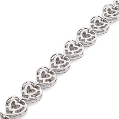 Womens 7MM 10k White Gold 13.6gms 2.1CTW Natural Heart Tennis Diamond Bracelet