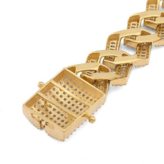 3.5MM 10k Real Yellow Gold 9CTW Moissanite 8.25" Cuban Link Men Women Bracelet 32gms