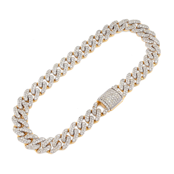 8MM 10k Yellow Gold 17.2g 3.8CTW Natural Diamond Cuban Link Mens Bracelet 8 Inch