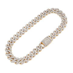 8MM 10k Yellow Gold 17.2g 3.8CTW Natural Diamond Cuban Link Mens Bracelet 8 Inch