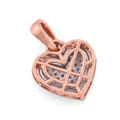 10k Rose & White Gold 1.6g 0.4CTW Natural Diamond Dome Heart Shape Pendant Charm