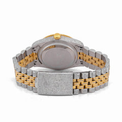 36MM Rolex Datejust Bussdown 2 Tone White/Yellow Roman Dial Diamond Bezel ICED Watch