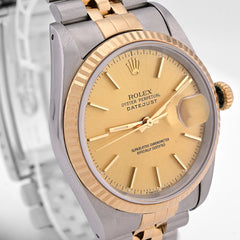 Rolex 36MM Dateiust Champagne Face Fluted Bezel 2-Tone Jubilee Band Watch