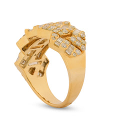 10k Yellow Gold 2.5CTW Natural Baguette & Pointers Diamond 9.5g Mens Cuban Ring