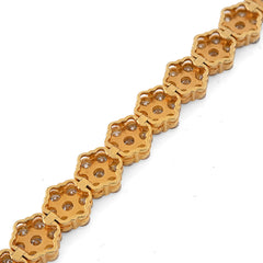 5MM 10k Yellow Gold 16.6g 7.5CTW Natural Diamond Flower Tennis Bracelet 8 Inches