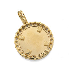 10k Yellow Gold 0.24CT Natural Diamond Round Medallion Memory Pendant 3.8g Charm