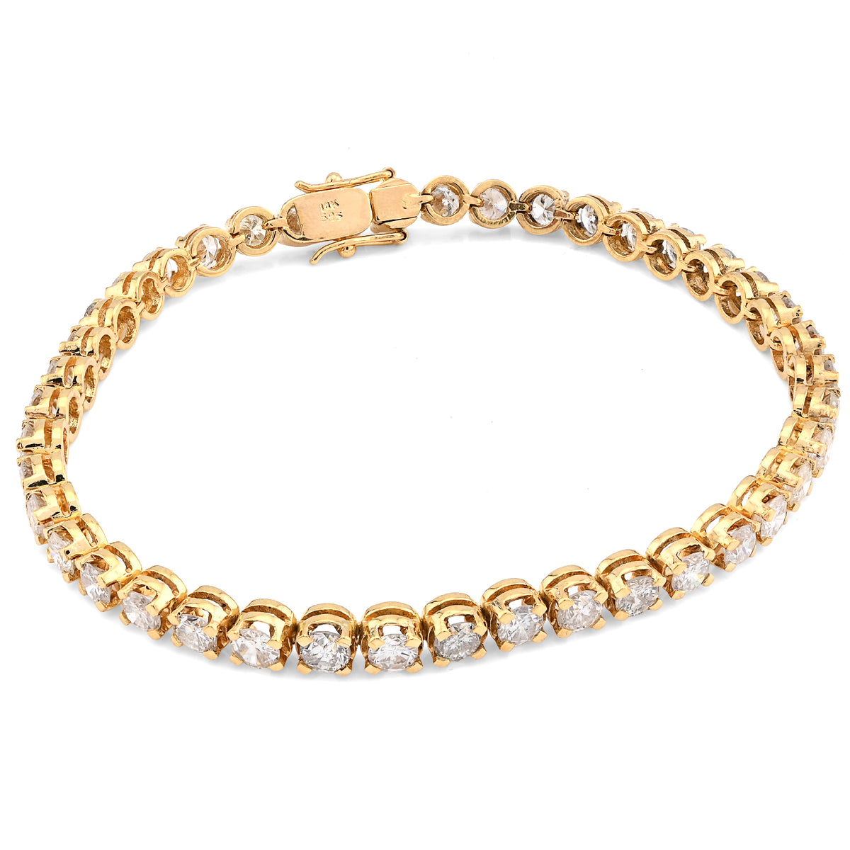 4MM Pure 14k Yellow Gold 10.4gms 6.1CTW Natural Diamond Tennis Bracelet 7 Inches