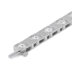 6.5MM 14k White Gold Fluted Gold Solitare Lab Diamond 7CTW Men Women 7" Tennis Bracelet 15.4gm
