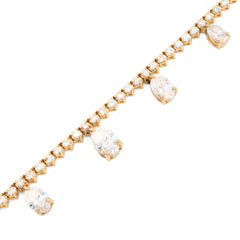 2.9MM 14K Yellow Gold 18.8g 9.52CT Lab Diamond 17In Tennis Pear Shape Drop Chain