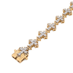 9.4MM 10k Yellow Gold 14gms 3.5CTW Natural Diamond Cross Link Bracelet 8 Inches